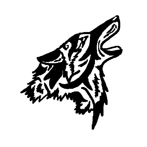 Black Ink Tribal Coyote Howling Head Tattoo Design