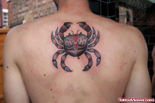 Crab Tattoo On Upper Back
