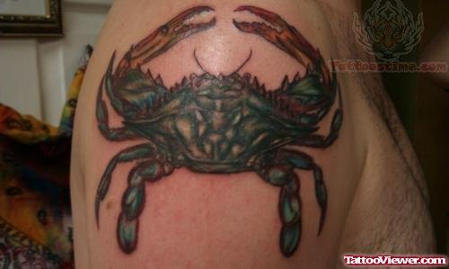 Crab Tattoo On Men Shoulder