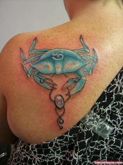Color Crab Tattoo On Back
