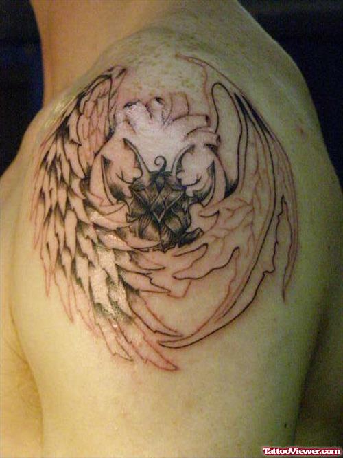 Angel Crab Tattoo On Shoulder