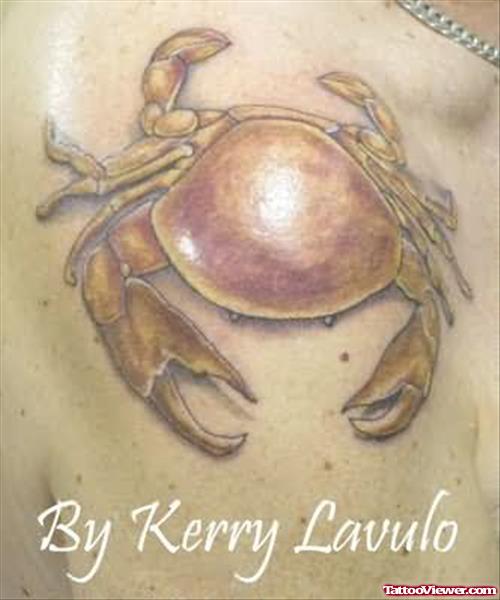 Crab Tattoo On Upper Shoulder