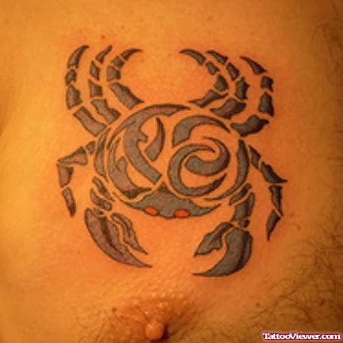 Tribal Crab Tattoo On Chest