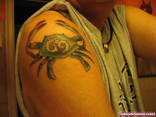 Crab Tattoo On Shoulder