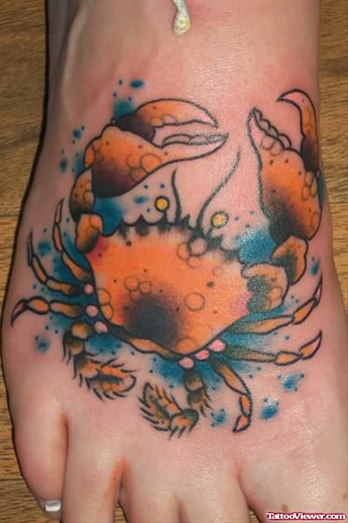 Cool Crab Tattoo On Foot