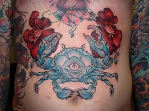 Crab  Tattoo On Front Body