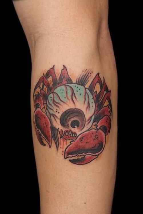 Eyball Crab Tattoo On Arm