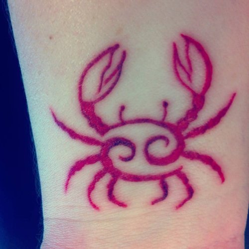 Pink Crab Tattoo On Wrist