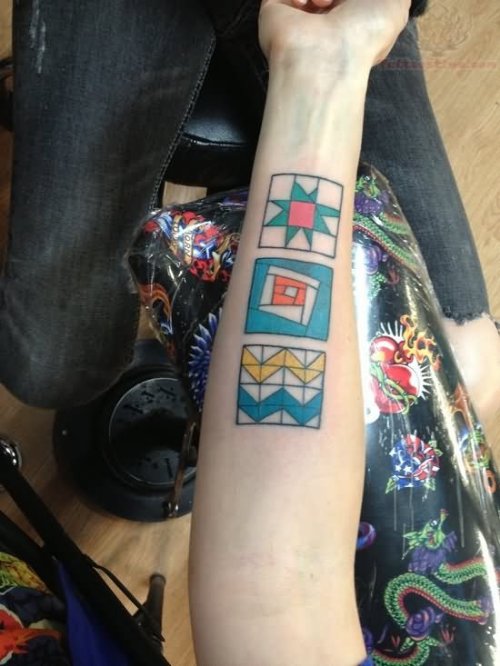 Quilting Tattoo On Arm