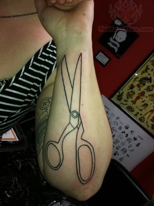 Scissor Tattoo On Left Arm