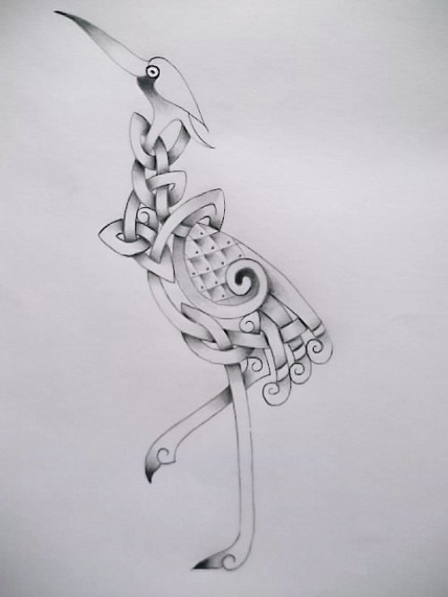 Classic Celtic Crane Tattoo Design