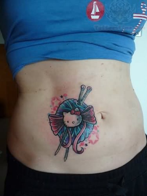 Kitty Crochet Tattoo On Belly