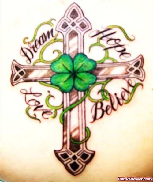 Dream Hope Love Blessed Cross Tattoo Design