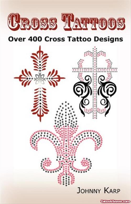 Cross and Fleur De Lis Tattoo Design