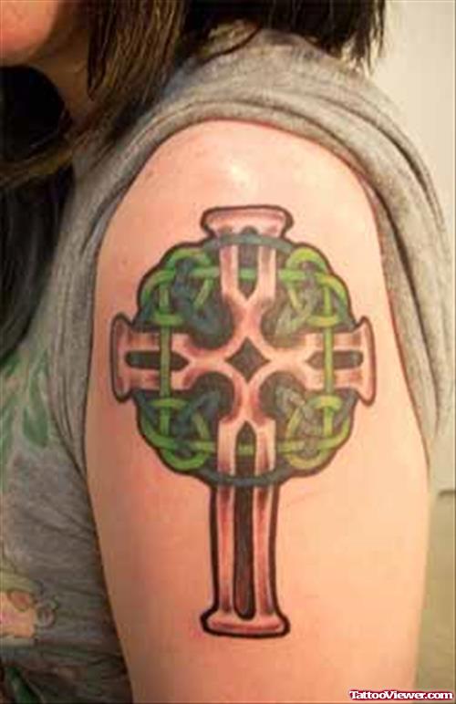 Cross And Celtic Circle Tattoo