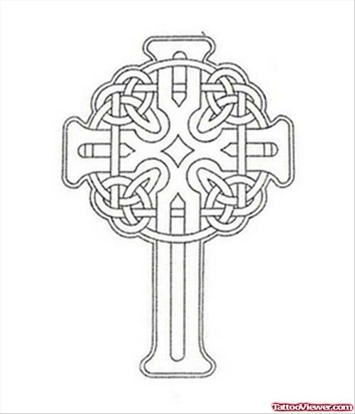 Cross And Celtic Circle Tattoo Design