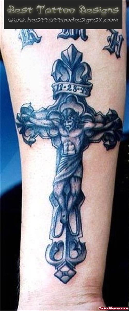 Jesus On Cross Tattoo On Arm