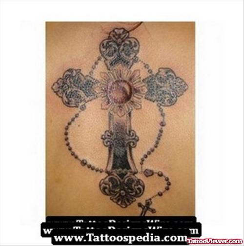 Cross And Rosary Tattoo