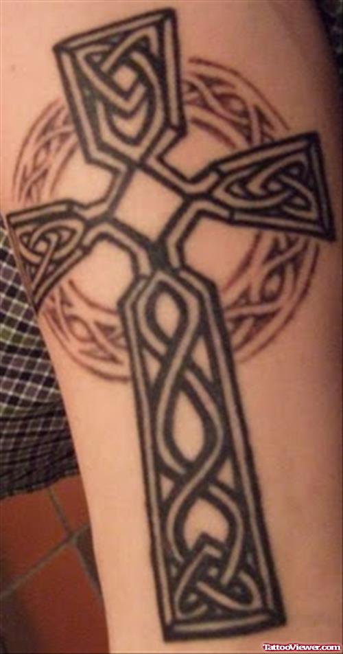 Celtic Cross Tattoo On Bicep