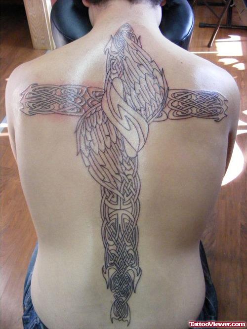 Celtic Cross Tattoo On Back Body