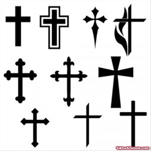 Black Ink Cross Tattoos