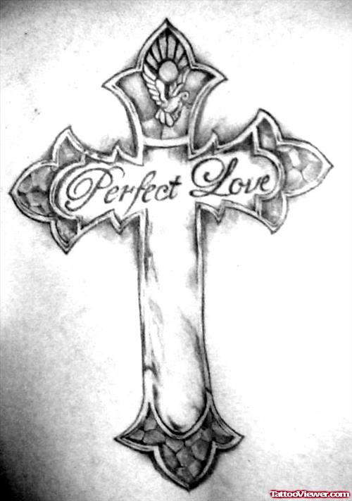 Perfect Love Cross Tattoo Design