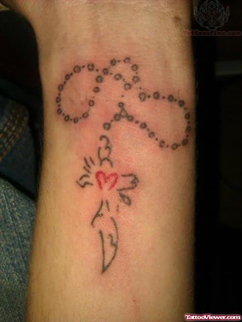 Rosary Cross Tattoo On Wrist