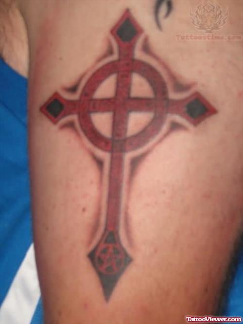Red Cross Tattoo On Half Sleeve