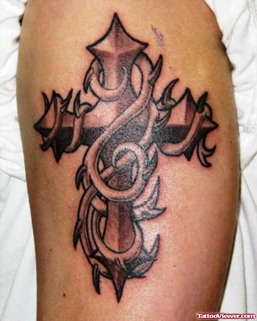 A Shaded Cross Tattoo