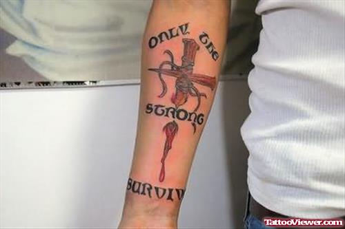 Stylish Cross Tattoo On Arm