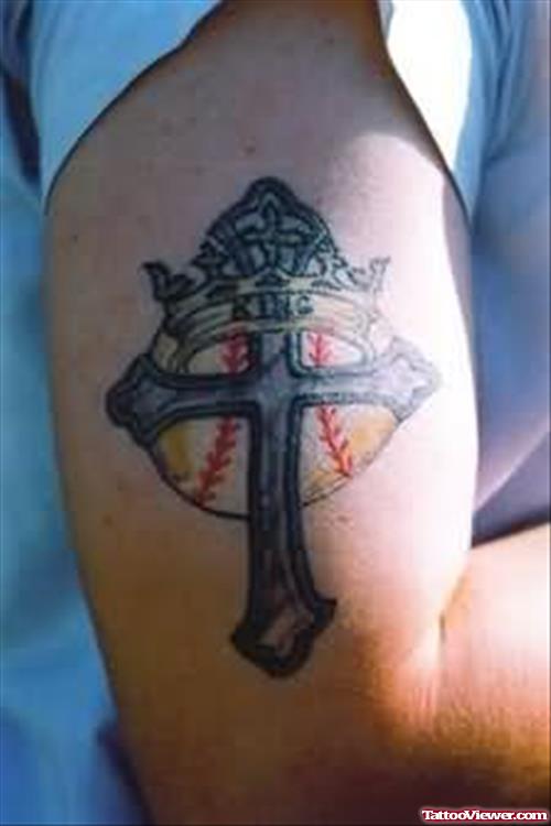 Trendy Cross Tattoo On Muscles