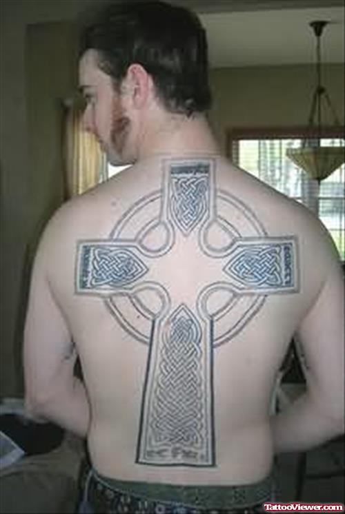 Huge Cross Tattoo On Back