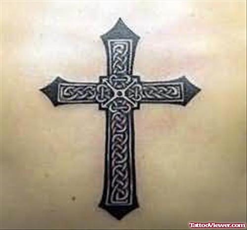 Full Back Ancient Cross Tattoo Style