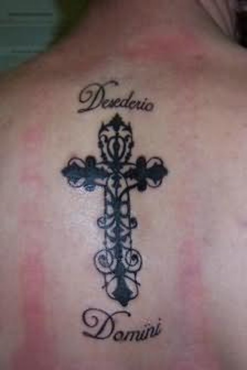 Trendy Cross Tattoo On Back