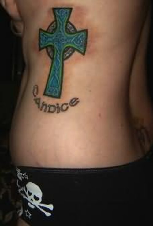Awesome Blue Cross Tattoo