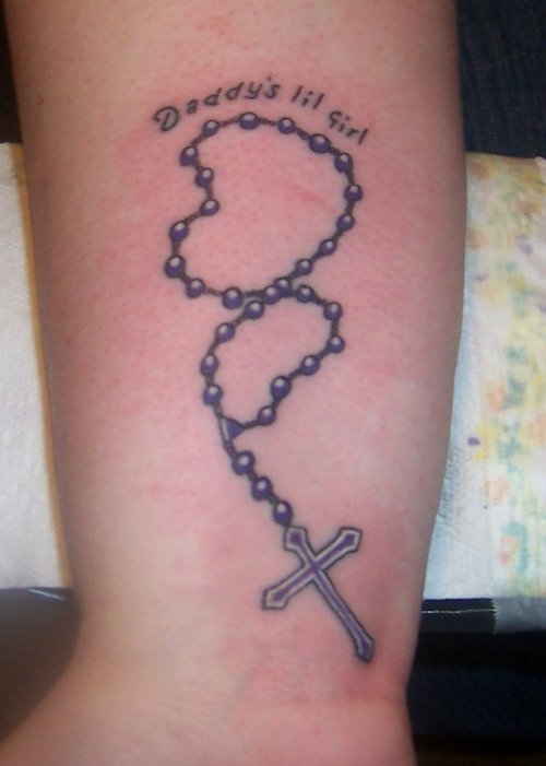 DaddyвЂ™s Lil Girl Cross Rosary Tattoo