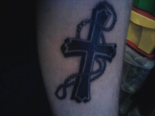 Black Cross Rosary Tattoo