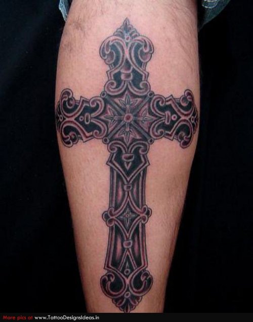 Back Leg Cross Tattoo