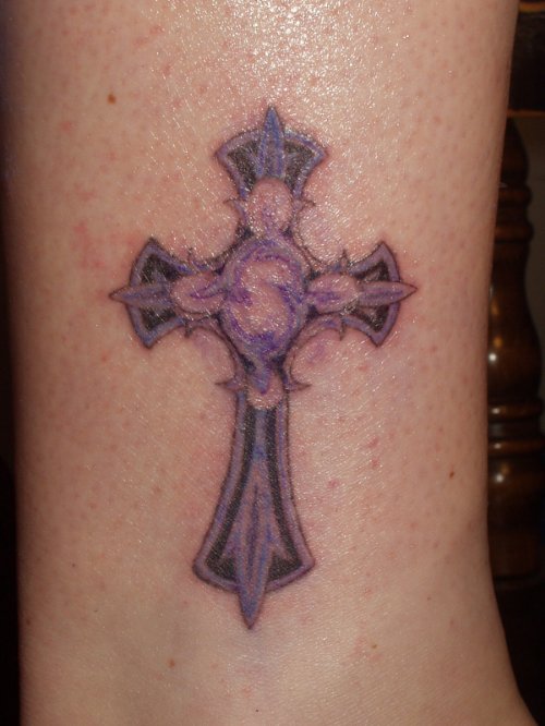 Leg Cross Color Ink Tattoo