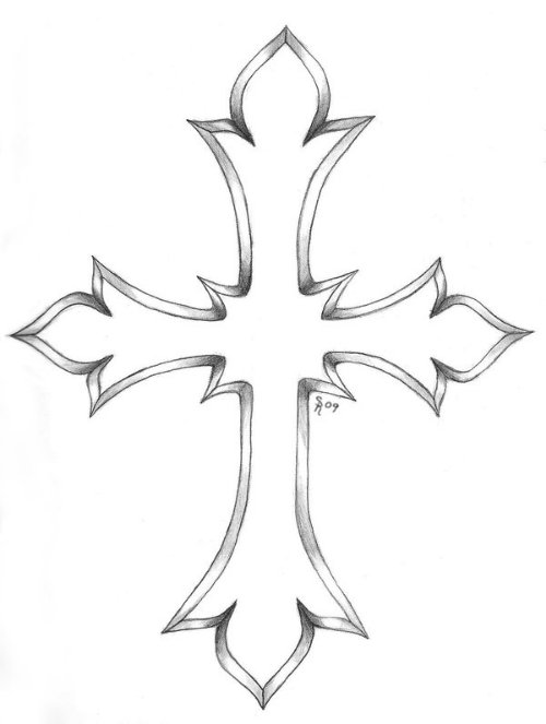 Outline Cross Tattoo Design