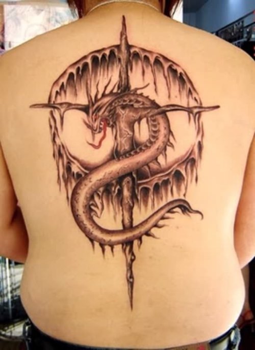 Dragon And Cross Tattoo