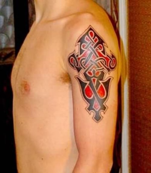 Colourful Celtic Cross Tattoo