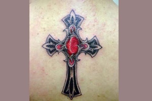 Red And Black Cross Tattoo