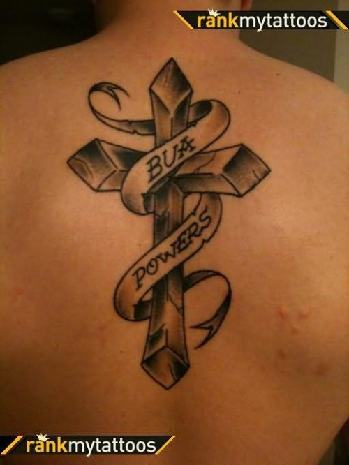 Catholic Cross Tattoo On Back