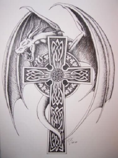 Devil Winged Celtic Cross Tattoo Design