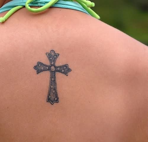 Small Cross Tattoo On Back Body