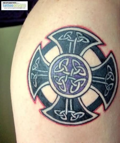 Amazing Black Ink celtic Cross Tattoo