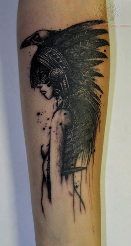 Native Crow Tattoo On Arm