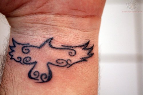 Tribal Crow Tattoo On Wrist