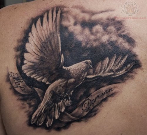 Flying Bird Tattoo On Back